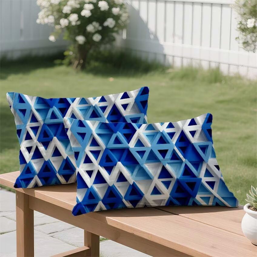 Housse coussin exterieur géométrie imperméable double face