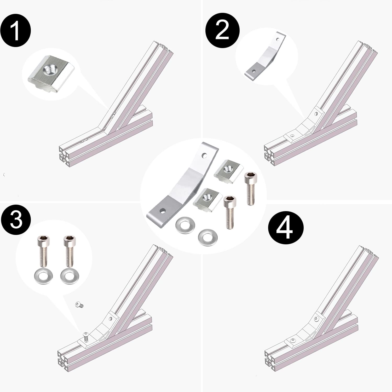 4x Winkelverbinder Pour Profilés Aluminium 3030 T - Connecteurs D'angle Pour Imprimante 3D Cadre