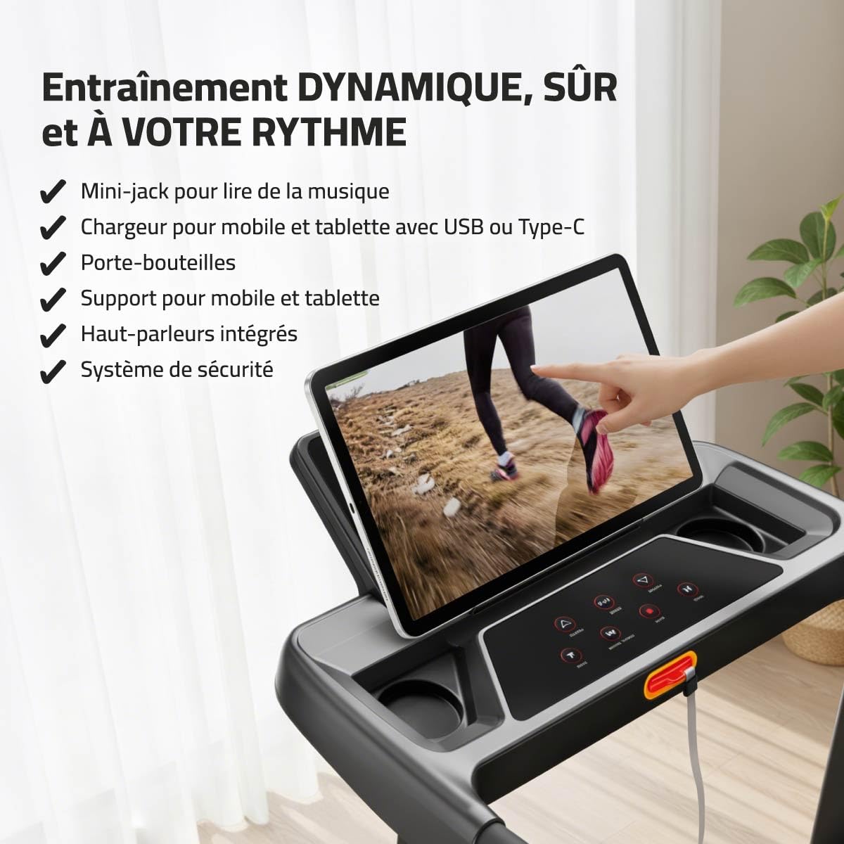 Tapis de Course Pliable avec Inclinaison 9% FITFIU Fitness 4 en 1 Vitesse Réglable 14 km/h avec Affichage LCD Connectivité APP et Fréquence Cardiaque 360º Tablet Holder Walking Pad Compact MC-160