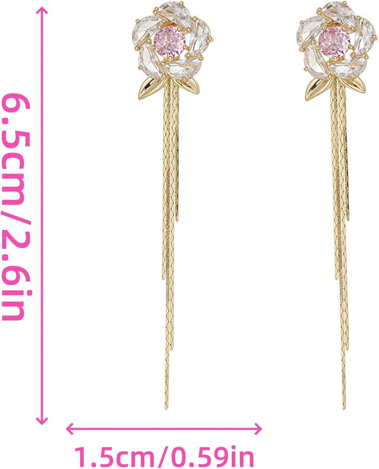 Dangle Flower Floral Buterfly Pearl Drop Earrings for Women, 14K Gold Plated, Hypoallergenic, Solid 925 Sterling Silver Post, CZ Cubic Zirconia Stud Earrings, Long Tassel Chain, Wedding Bridal Statement Jewelry Gifts - Image 7