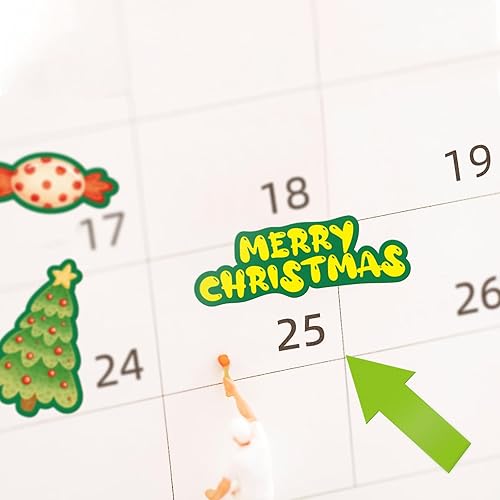 Miniatura 9 de 24 hojas de calcomanías navideñas surtidas para planificador, calcomanías de calendario de Año Nuevo, para niños y adultos, regalos de fiesta