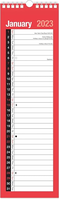 2023 Calendar Slim Month to View Spiral Bound Wall Planner Organiser Calendar for Home Business Office School 1 January 2023 to 31 December 2023