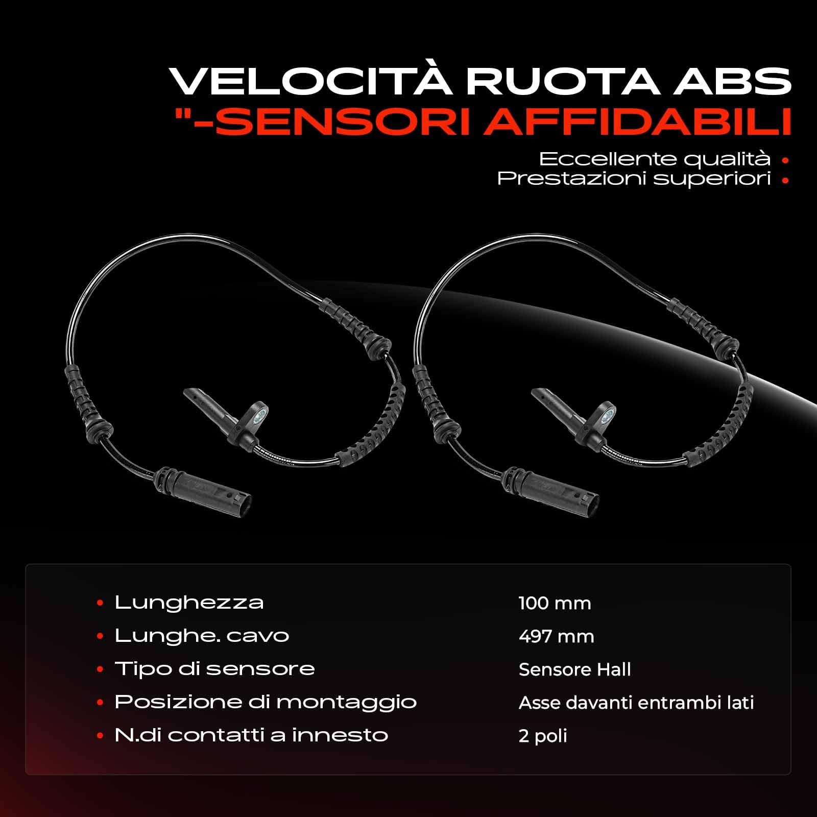Frankberg 2 sensori ABS, sensore velocità ruota anteriore a 2 Poli | Compatibile con: I3 I01