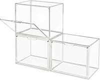 HaveANiceDay Clear Stackable Storage Bins with Magnetic Lid - Dustproof Acrylic Display for Books, Shoes, Collectibles (Large, 3 Pack)