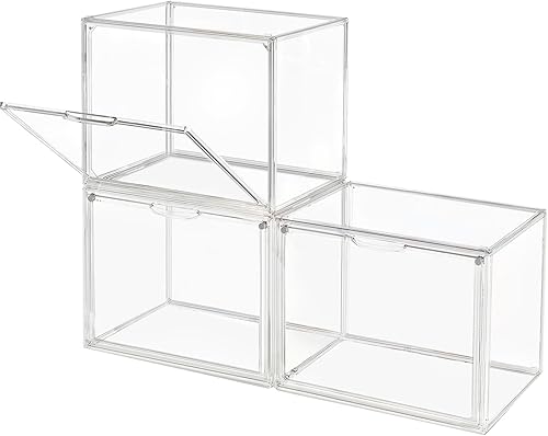 Miniatura 8 de Contenedores de almacenamiento de plástico apilables transparentes con tapa magnética, libros a prueba de polvo y vitrinas de cosméticos, escaparate