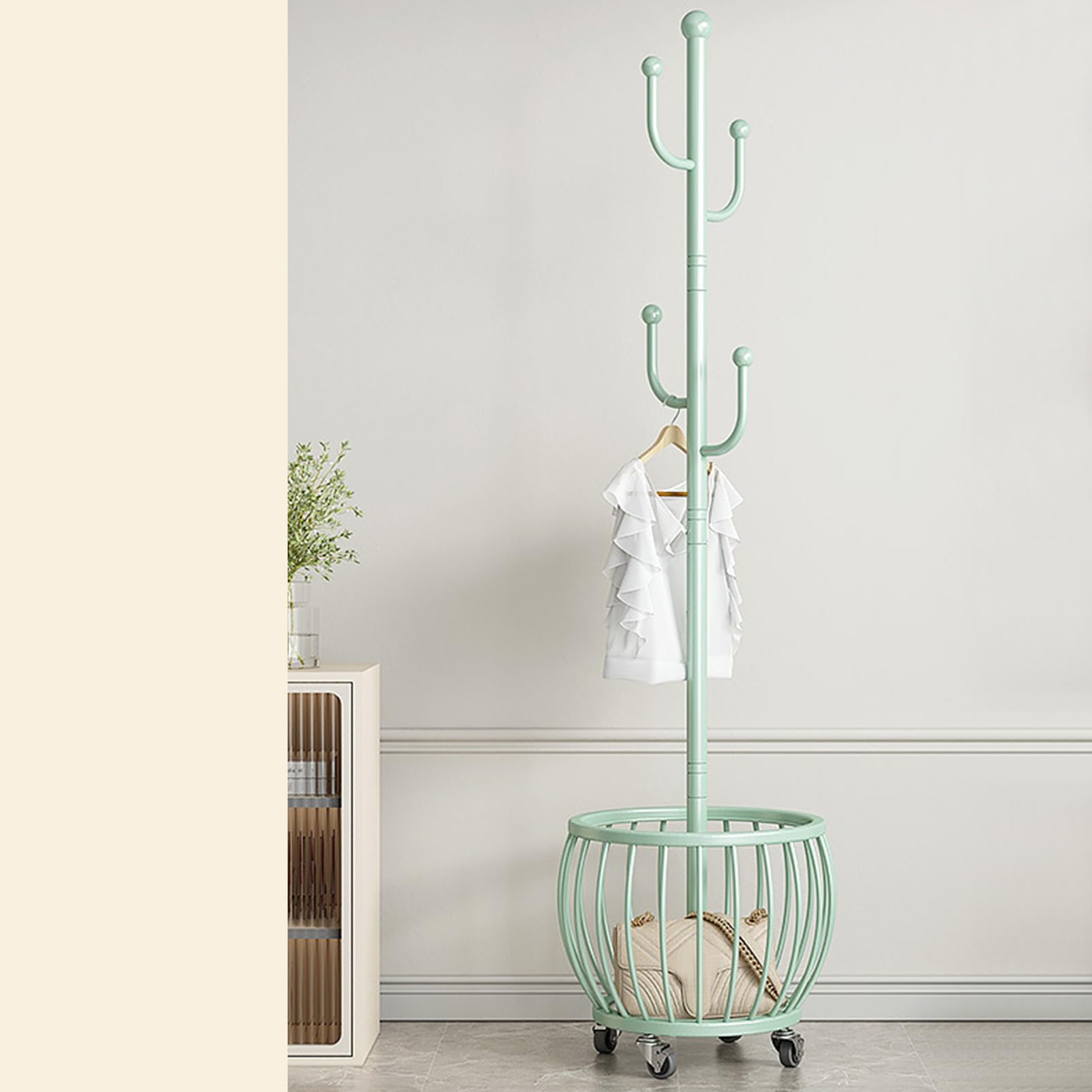 Bedroom Dirty Clothes Basket, Floor Laundry Basket Hanging Rack, Iron Coat Rack, Removable Household Storage Basket