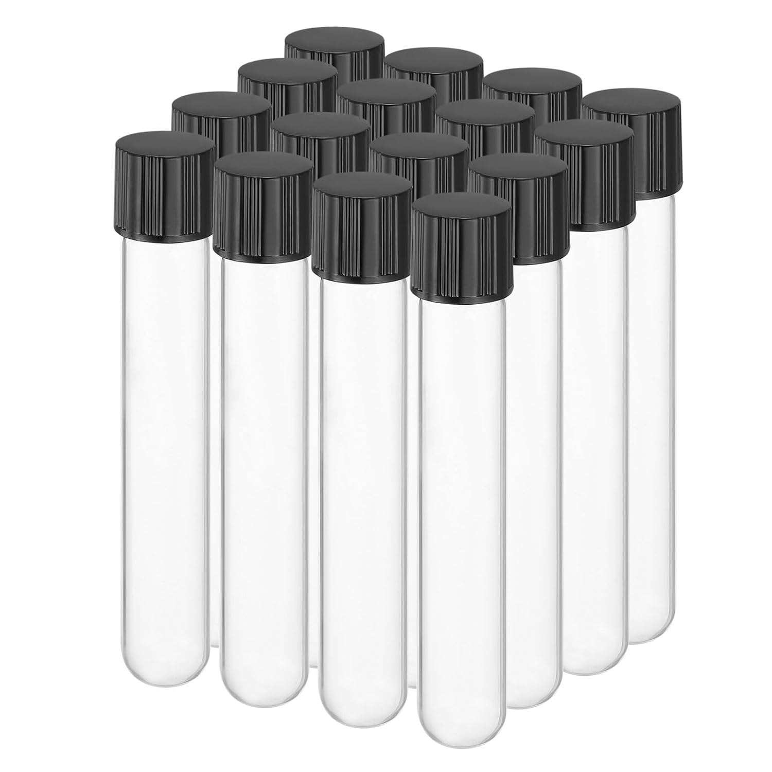 PATIKIL 10ml Test Tubes with Caps, 16pcs Glass Test Tubes Clear Round Bottom Test Tube Containers with Plastic Cap for Bead Candy Bath Salt Storage Scientific Experiment Plant, 16mmx100mm