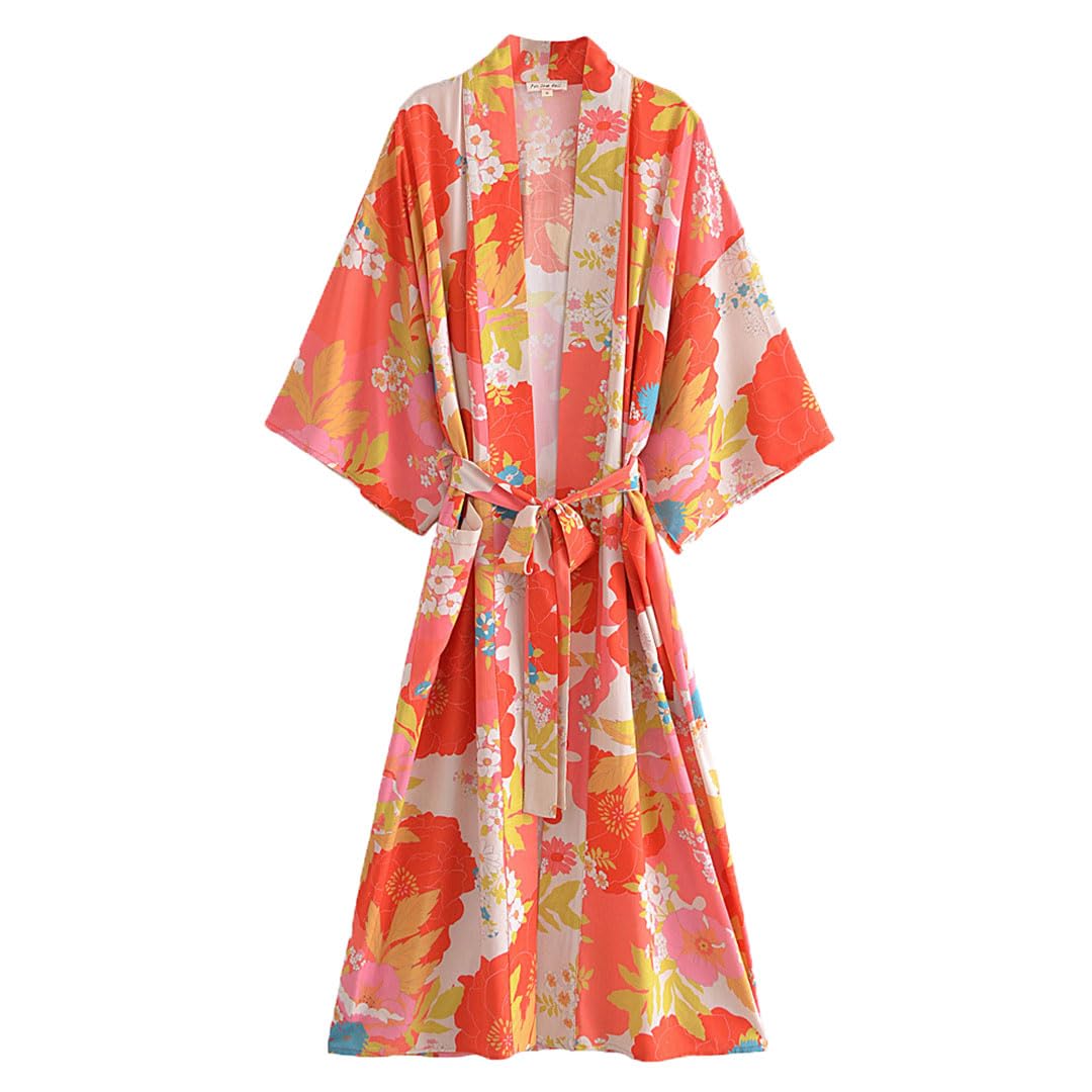 Styl plażowy sztuczny jedwab bawełniany długi szlafrok odzież wakacyjna okrycie plażowe boho kimono