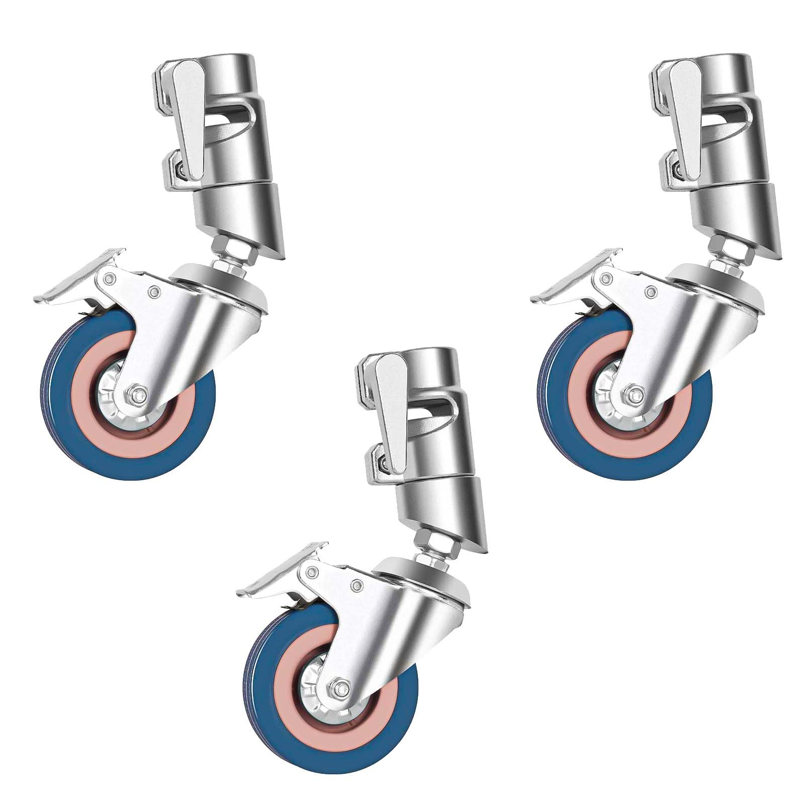 COOPIC Create Cool Pictures 3 Pcs Professional Swivel Caster Wheels Set (75mm) Diameter, Heavy Duty Photography C Stand and Rolling Metal Rubber Wheels with Brake fit for Photo Studio Video Shooting