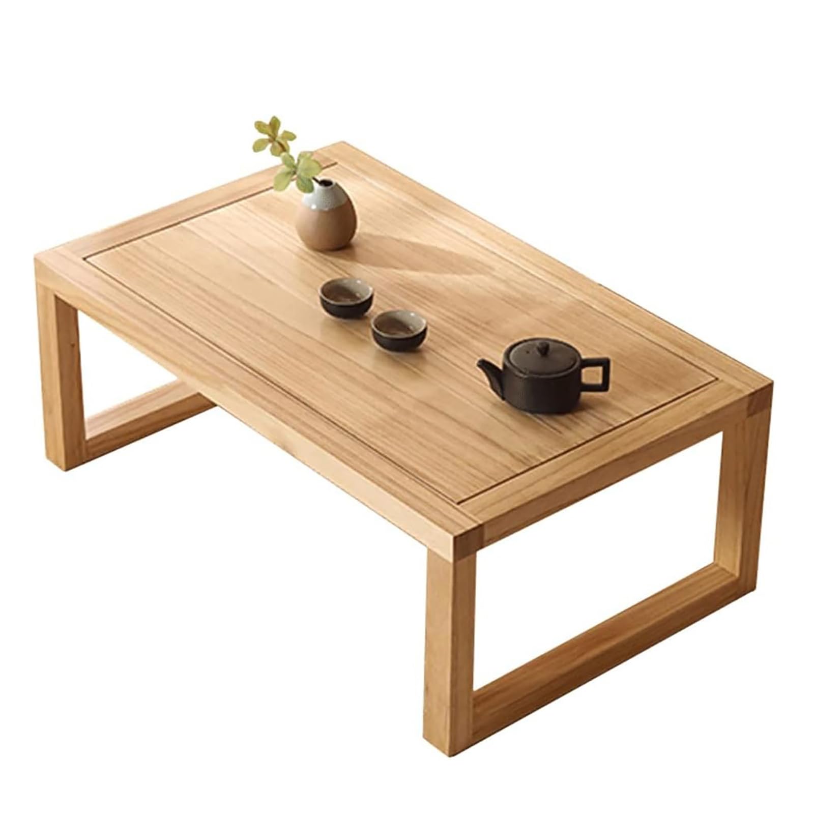 SDdPulse Tavolo da pavimento giapponese in legno massello, tavolino basso per sedersi sul pavimento. Perfetto tavolino rettangolare in legno per tatami Livi, naturale, 89,9 cm