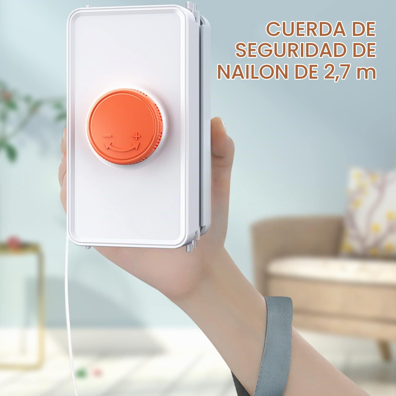 Limpia Cristales Magnético con 120cm Mango Telescópico y Cabezal Giratorio Cepillo para Limpiar Ventanas, Vidrio de Doble Cara, Automóvil, Ducha,5-35mm,Gris