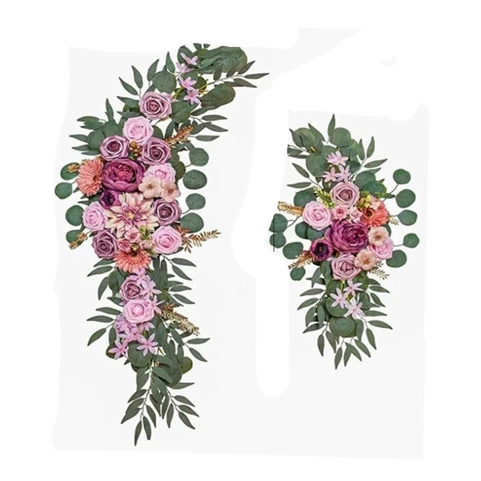DSFIHJO Artificial Flower Vine 2Pcs Artificial Wedding Arch Flowers Kit Garlands Silk Peony Flower Swag Welcome Sign Floral For Ceremony Party(Purple)
