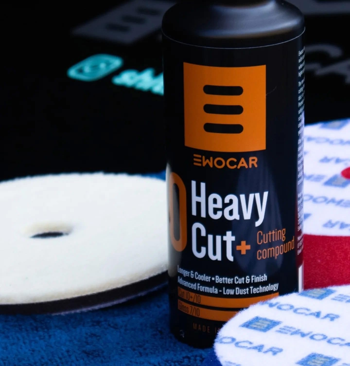 Heavy Cut+ Politur 1000ml – Extra Starke Schleifpaste mit P800 Schleifspuren Entfernung – Wasserbasiert, Ohne Silikon, Niedrig Staubend – Profi Politur für DA & Rotationsmaschinen