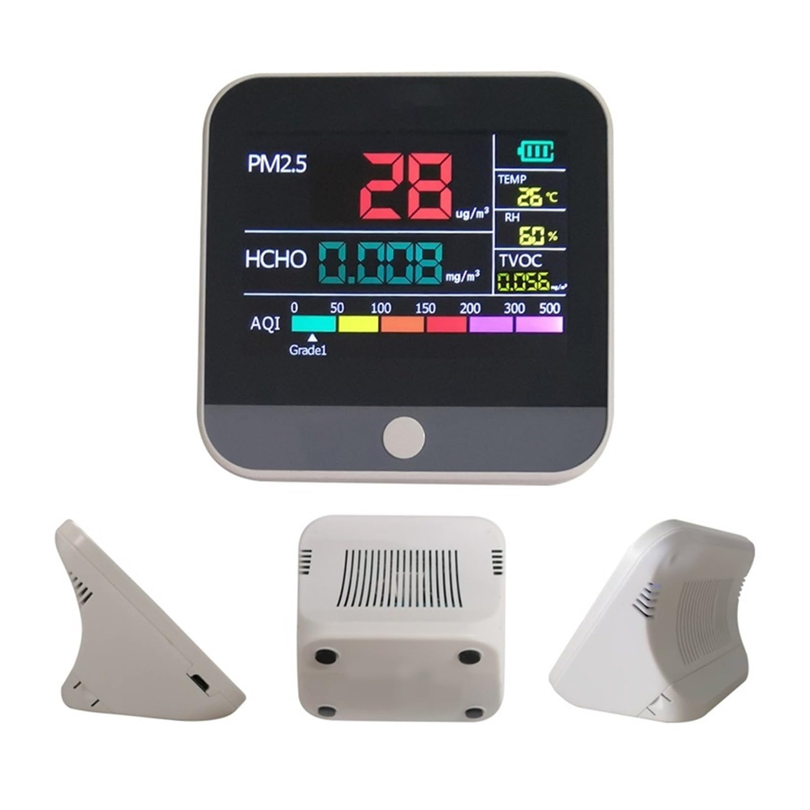 Rilevatore Gas, Misuratore di qualità dell'aria Tester for interni PM2.5 Misuratore di formaldeide Rilevatore di gas HCHO TVOC Tempo reale Temp/Hum