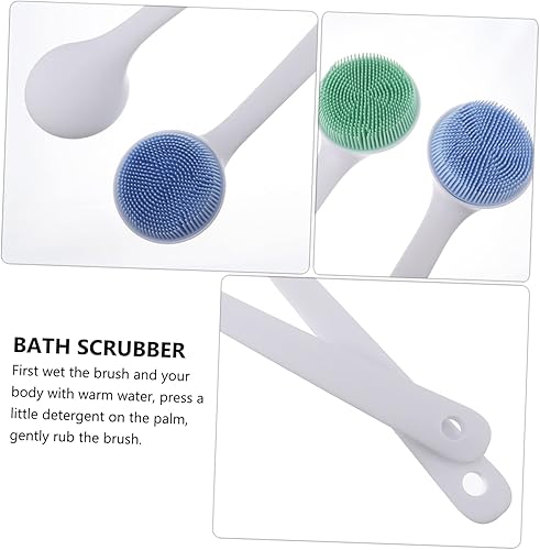 Miniatura 7 de FOMIYES Cepillo de baño de mango largo 2 unids cepillo corporal para exfoliante de silicona para limpieza de masaje de baño