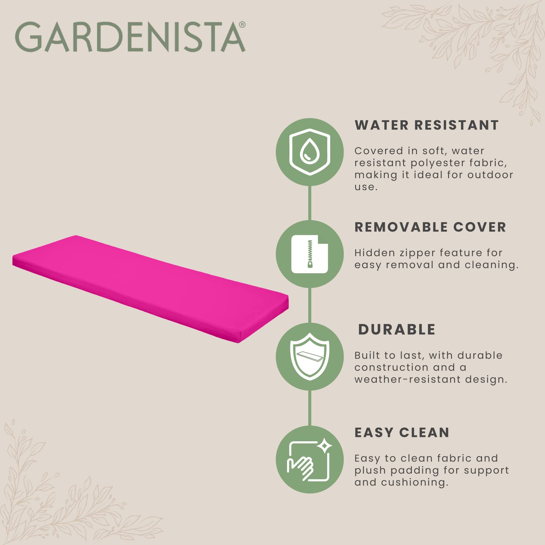 Gardenista Tuinbankkussen voor buitenbank | bank terrasmeubilair 2-zits kussen 117 x 39 cm | Waterbestendig zacht en duurzaam materiaal | Comfortabele en lichte vezelvulling (grijs