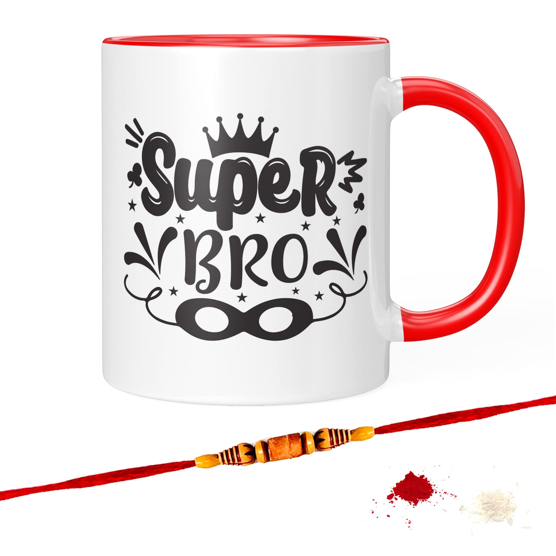 GiftsOnn Ceramic Coffee Mug - 1 Piece, White, 320 ml (Super Bro, Red)