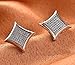 Men Earrings Solid Diamond Shaped Screw Back Stud Earrings Iced Out Hip Hop Jewelry with Sparkling Zircon (Silver)