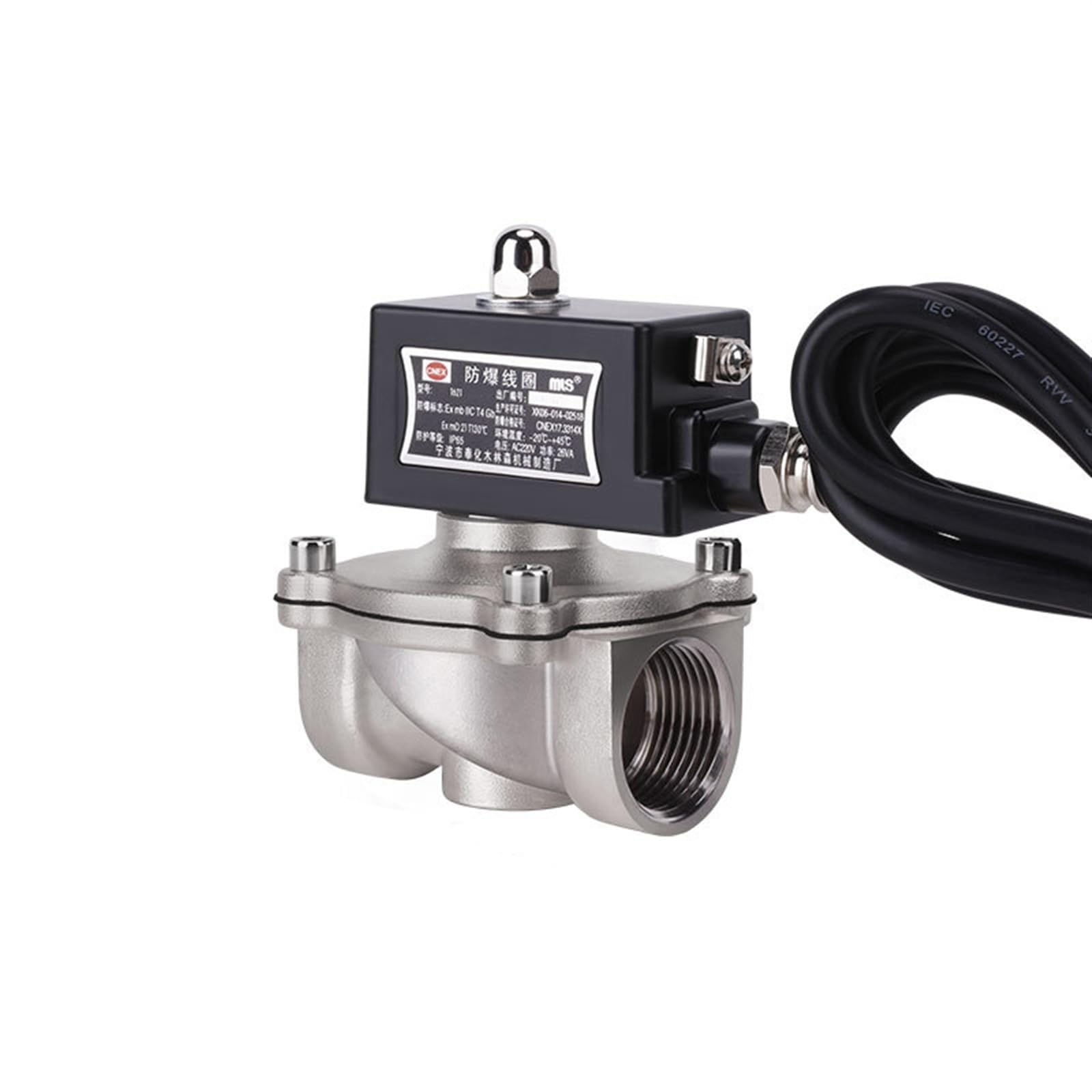 Ieumjnat 24Vdc 3/4" 304 Stainless Steel Explosion-Proof Solenoid Valve Dn20 Normally Closed For Gas(24Vdc)