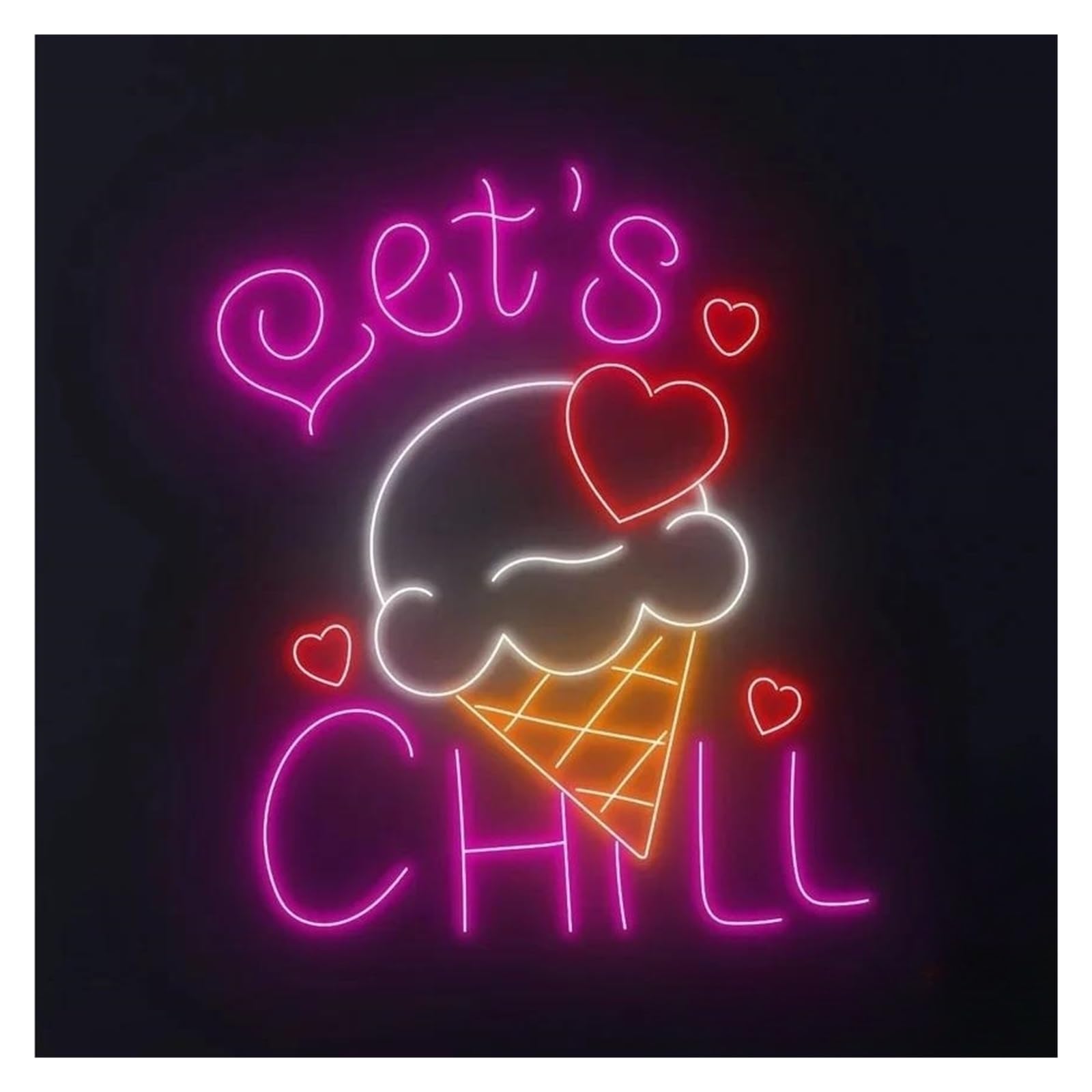 XENITE Luces Art Decoration Christmas Letrero De Neón Let's Chill Para Helados, Cafeterías, Restaurantes, Decoración De Pared, 38cm