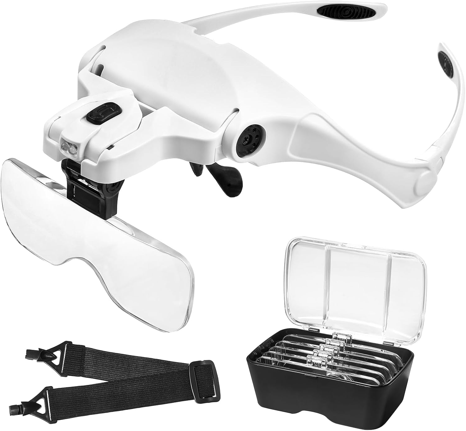 Lente Ingrandimento con Luce - Anpro 5 Occhiali Ingrandimento Professionali 1.0x a 3.5x Per Il Ricamo, Modellismo, Dentista,Piccoli Lavori di Miniatura,Riparazione di Orologi, Riparazione di Orologi