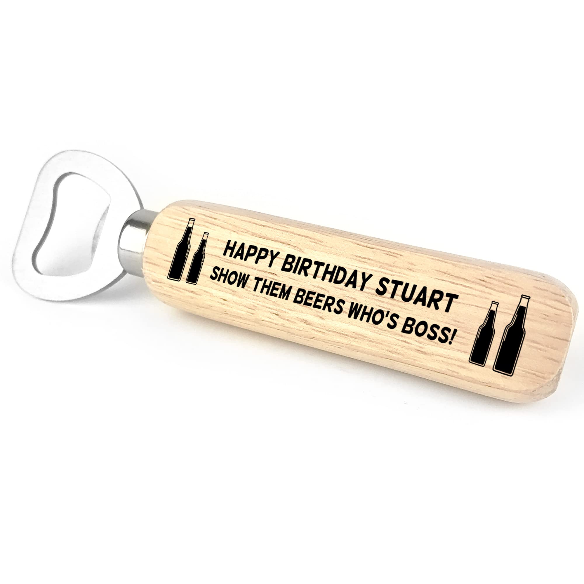 Personalised Quirky Gift for Son Dad Uncle Birthday Wood Bottle Opener Funny Gift for Him