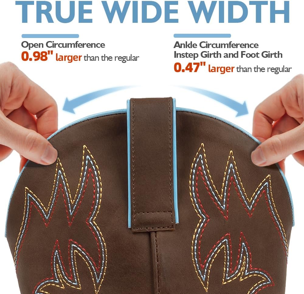 SheSole Wide Width Cowboy Boots for Women Square Toe Cowgirl Boots Wide Calf