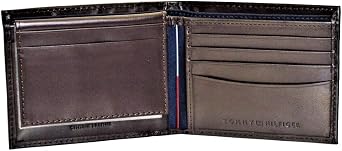 Tommy Hilfiger mens Slim Leather Passcase Wallet With Removable ID Window Deep Brown
