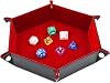 SIQUK Double Sided Dice Tray, Folding Hexagon PU Leather and Dark Green Velvet Dice Holder for Dungeons and Dragons RPG Dice Gaming D&D and Other Table Games