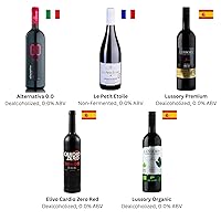 Vista 7 de Muestreador rojo sin alcohol - Cinco (5) botellas de 25.4 fl oz cada una - Con Elivo Cardio Red, Lussory Organic Merlot, Etoile Cab, Lussory