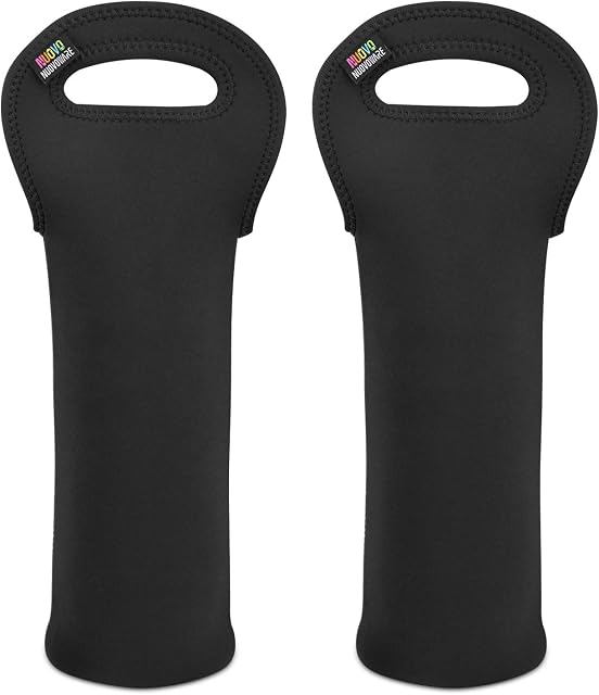 Nuovoware Wine Bag, 2Pack 750ML Portable Neoprene Wine Tote Holders and Carriers Insulated Bag for Wine and Water Bottles, Wine Bottle Protector for Home Travel and Picnic, Black