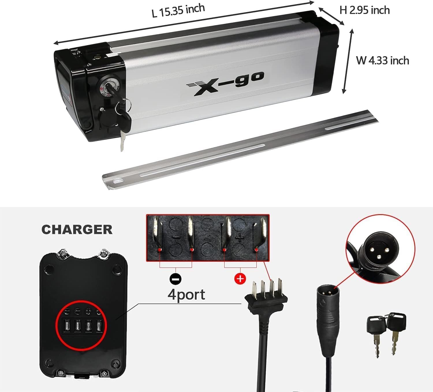 X-go 2600Mah 4500Mah E-Bike Akku für Pedelec XH259-10J Ersatzbatterie für Trio, Phylion, MiFa, Rex