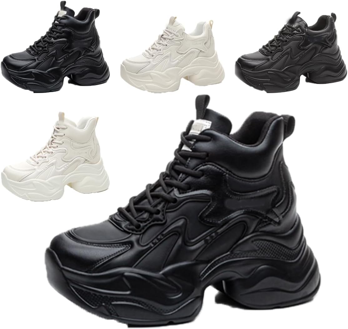Women's Orthopedic Sneakers Stylish Walking Shoes,Fashion Lace Up Height Increasing Casual Chunky Shoes Comfortable Non Slip Platform Dad Shoes
