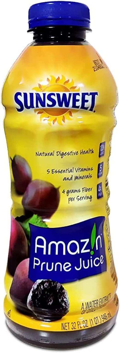 Sunsweet Amazin Prune Juice, 32 fl oz / 946 ml, Yellow & Blue