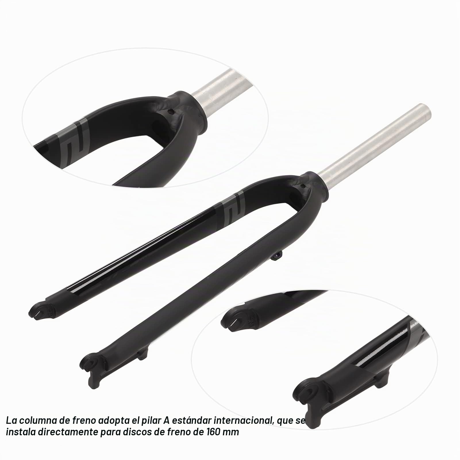 Uxsiya Horquilla Rígida para Bicicleta de Montaña, 26/27, 5/29 Pulgadas, Horquilla Dura para Bicicleta de Montaña, Horquilla de Suspensión Delantera para Bicicleta de Aleación de(Negro Gris)