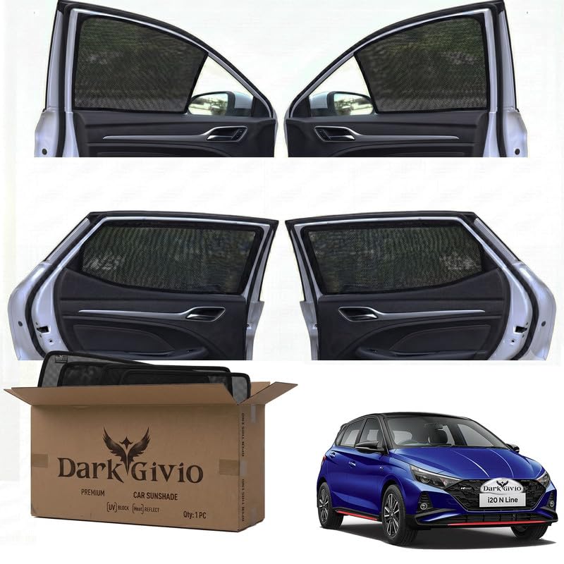 Image of Car Window Sun Shade Protector for I 20 (N LINE) | Exact Fit Non-Magnetic Half Cut Sunshade (Set of 4 /6) | UV Blocker Side Window Car Curtains & Interior Accessory