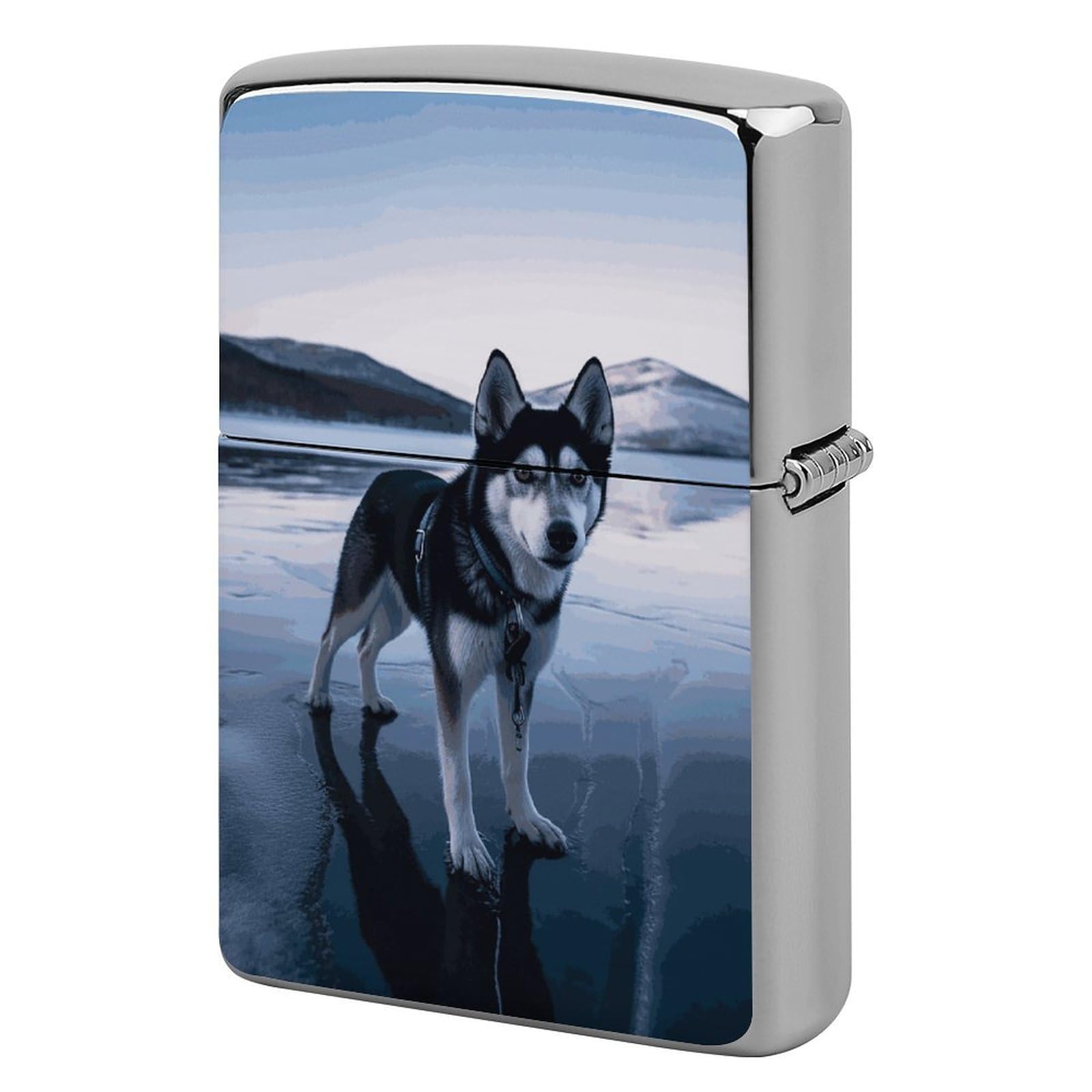 Husky Dog on A Frozen Lake Lighter Case for Men, Personalized Lighter Cover for Valentine's Day Gifts, Flip-Top Lighters Shell for Outdoor, Portable Lighters Protective Sleeve