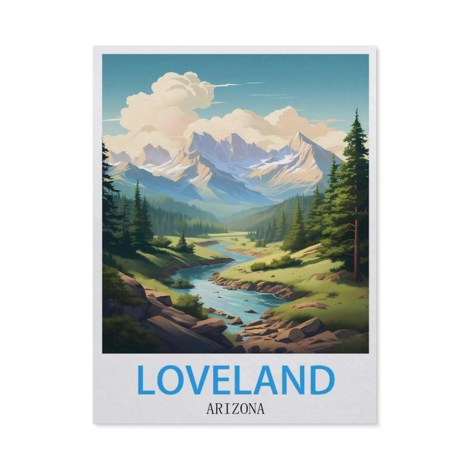 BEAYODKP Full Diamond 5D DIY Diamond Painting，Loveland Arizona Vintage Travel Posters，3D Diamond Embroidery Cross Stitch Mosaic Needle Works（50 x 60 cm/19.68 x 23.62 inches）-BX34