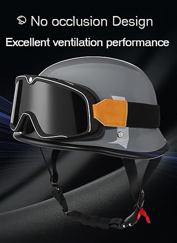 Miniatura 2 de Casco de motocicleta de estilo alemán, novedoso casco de calavera para adultos, hombres y mujeres, casco de media carcasa, casco de calle retro