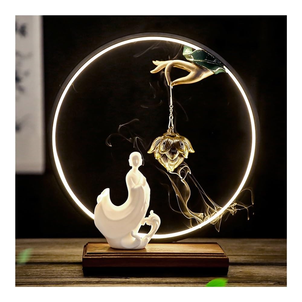 Incense Holder Base Creative Ceramic Backflow Incense Burner with Light Ring Hanging Furnace Household Sandalwood
