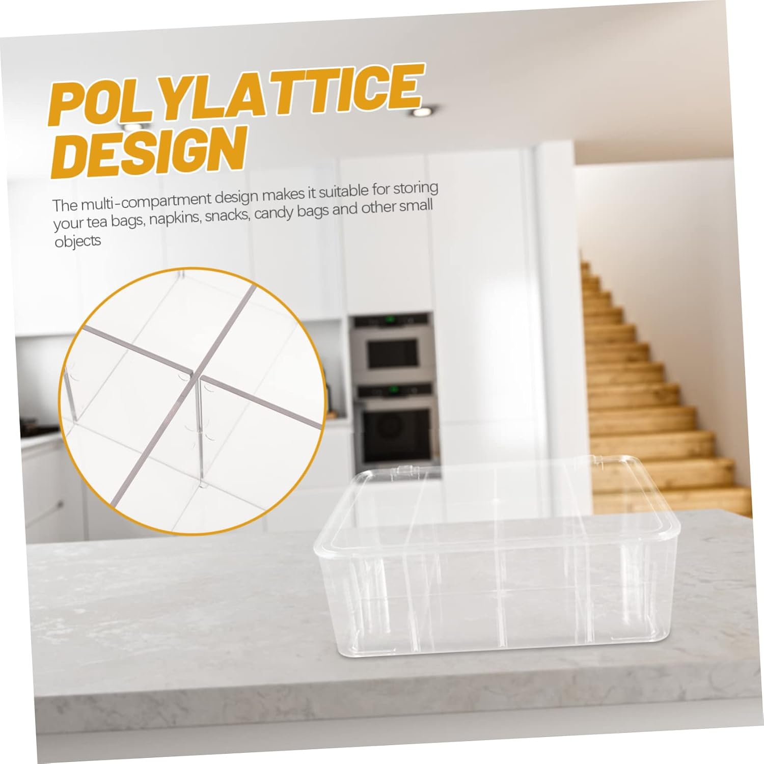 Desktop Tea Bag Organizer with Lid Clear Compartment Storage Box for Tea and Coffee Bags Versatile Organizer for Home Kitchen Office and More