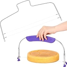 2 Pieces Adjustable Cake Levelers Set Double Wire Cake Slicer Cutter and Stainless Steel Single Wire Cake Leveler with Handle for Wedding Birthday Layer Cakes
