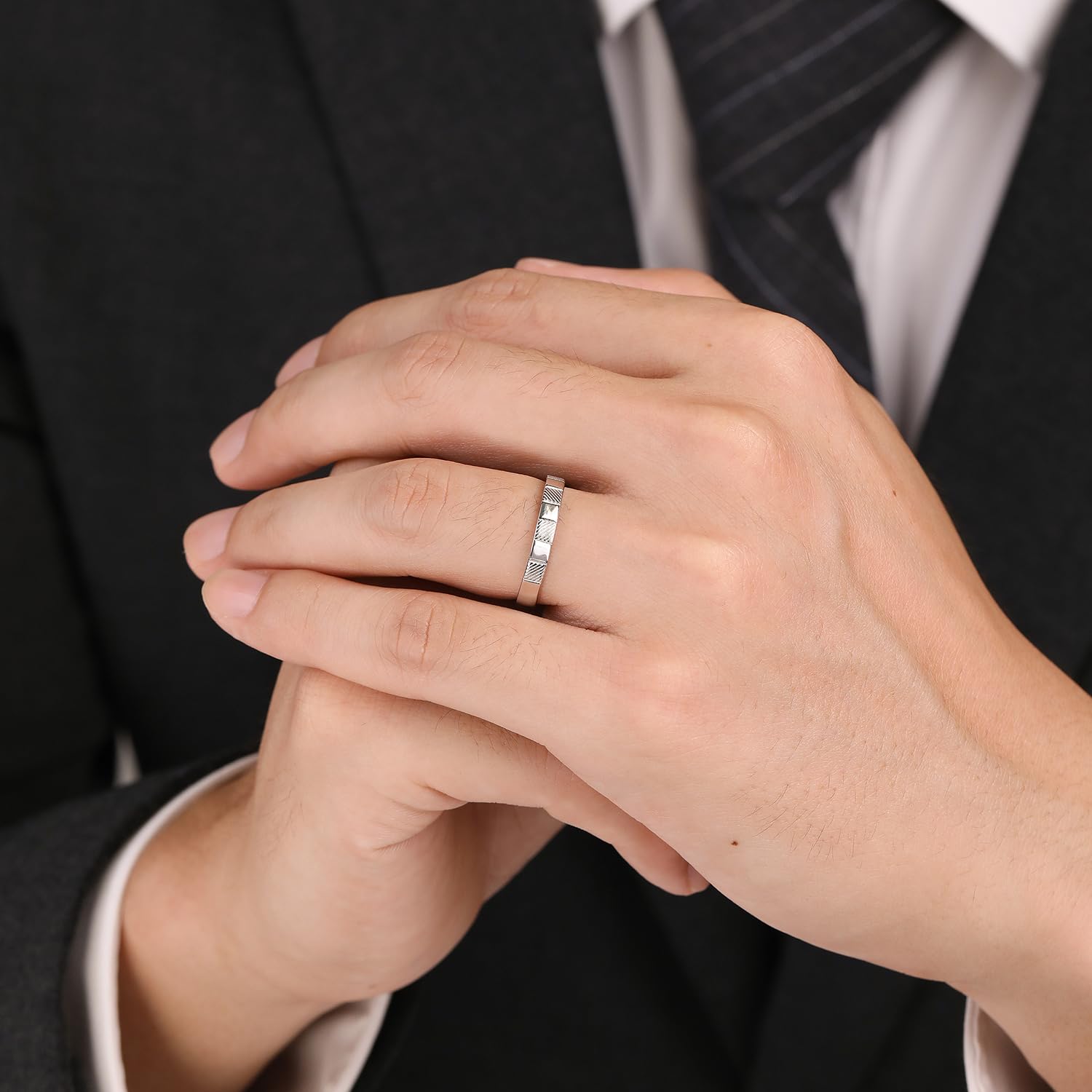 Meissa Alianzas de Plata para Pareja Anillos Ajustables Plata de Ley 925 Mujer 2,8mm & Hombre 3,2mm Anillos de Compromiso o Boda Juego Joyería Regalo para Novios y Prometidos (Juego de dos anillos)