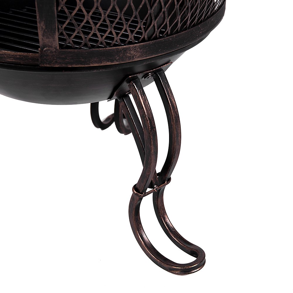 Home Discount Acciaio braciere da Giardino, terrazza Grill Camino, Chimnea Nero & Oro Antico