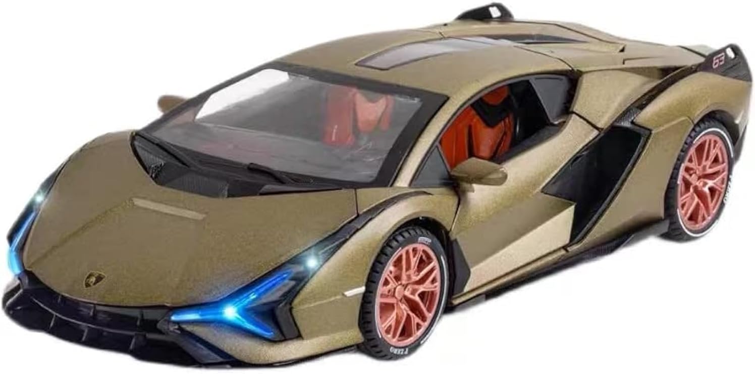 Toy Cars for Kids Ages 3-12 1/24 Diecast Metal Model Car with Light and Sound Pull Back Car Toys for 3+ Year Old Boys (Green-1 24)