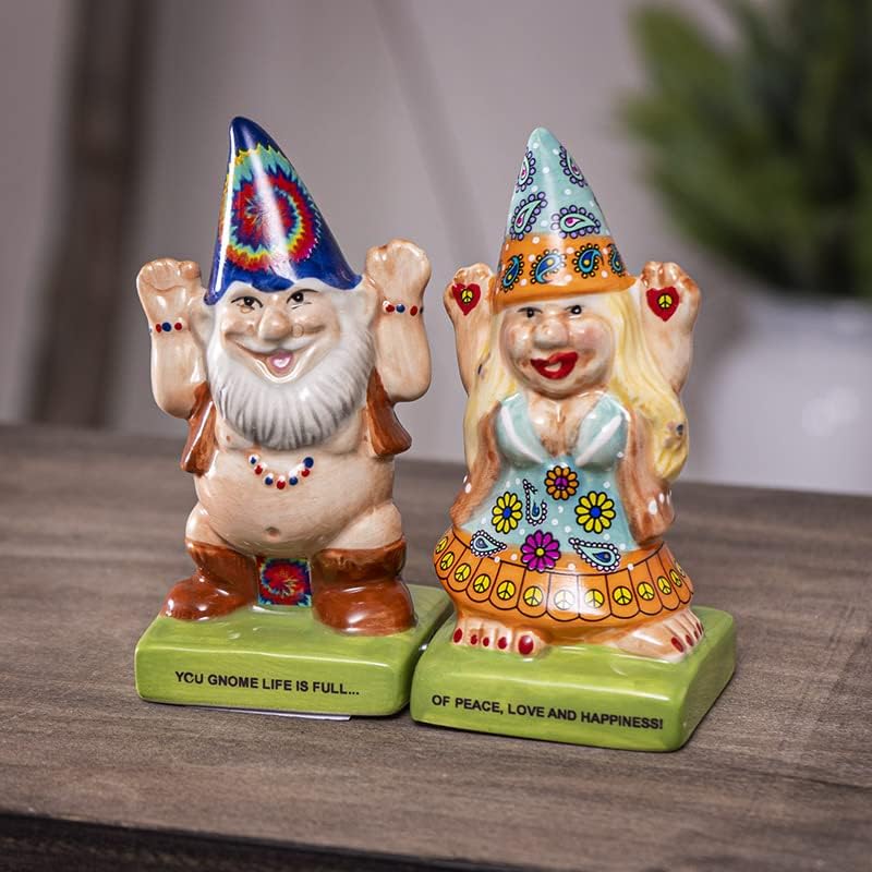 Pacific Trading Hippie Gnomes Salt and Pepper Shaker Set 4 Inch Multicolor