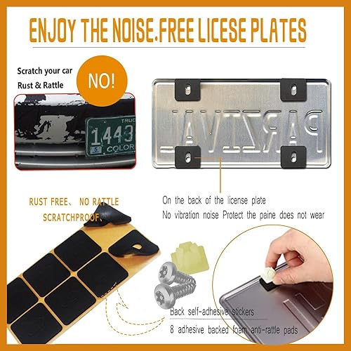 Miniatura 5 de Juego de 4 tornillos negros antirrobo para placa de matrícula, accesorios de montaje de placa de matrícula de acero inoxidable inoxidables,