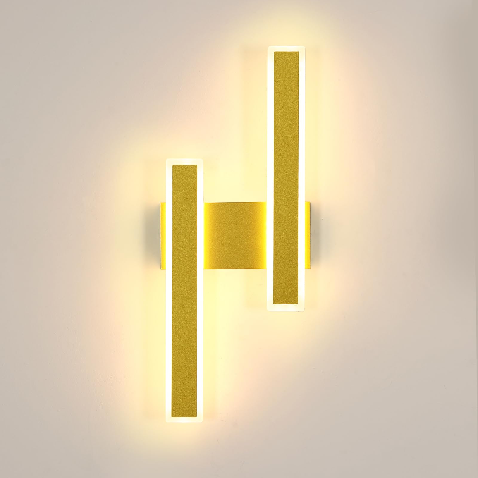 Comely Indoor LED Wall Light, 32W 3600LM Modern LED Wall Lamp 3000K Warm Light, Acrylic Wall Light Golden for Living Room Bedroom Stairs