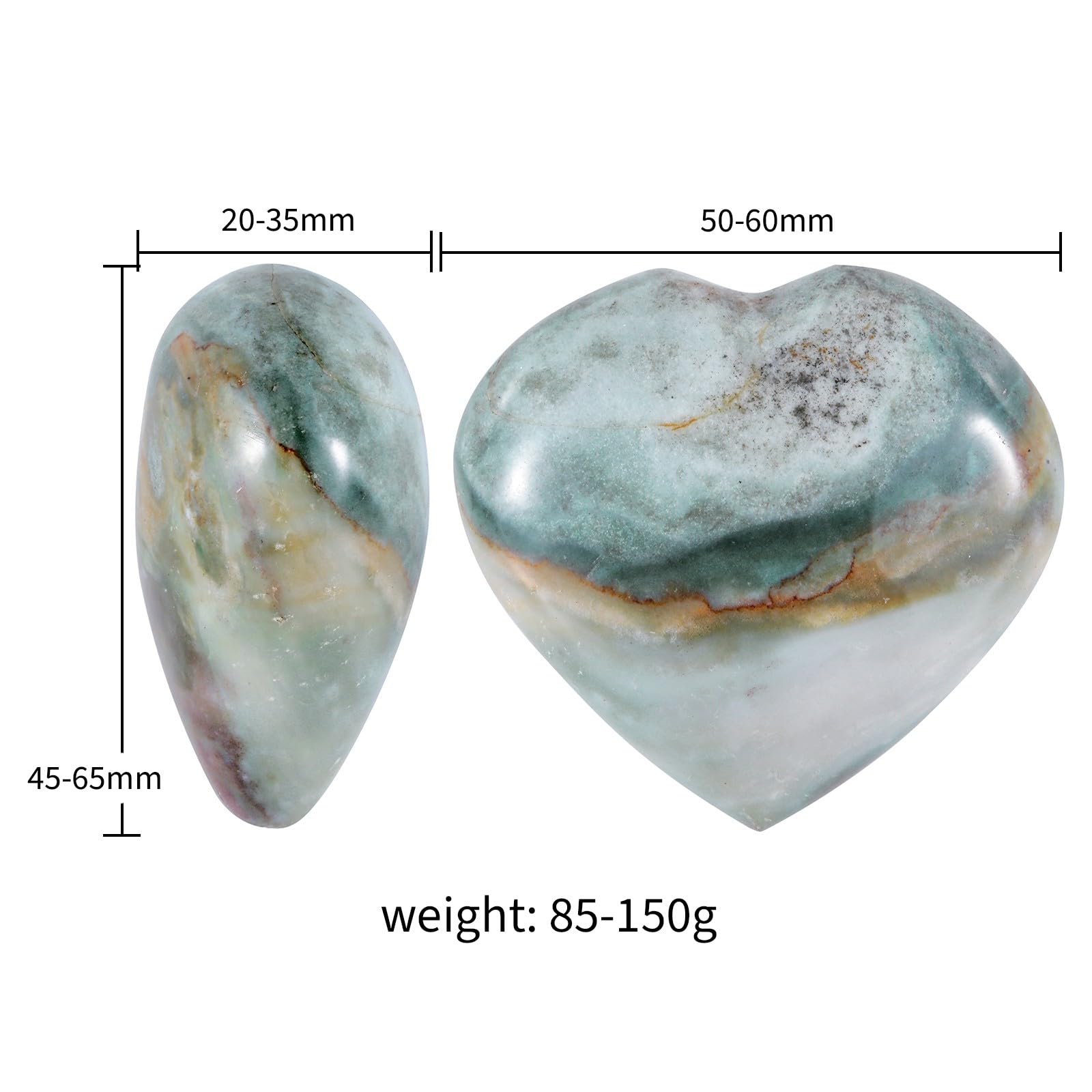 dssmboom Natural Ocean Agate Crystal Heart Worry Stone for Valentine's Day - Image 2