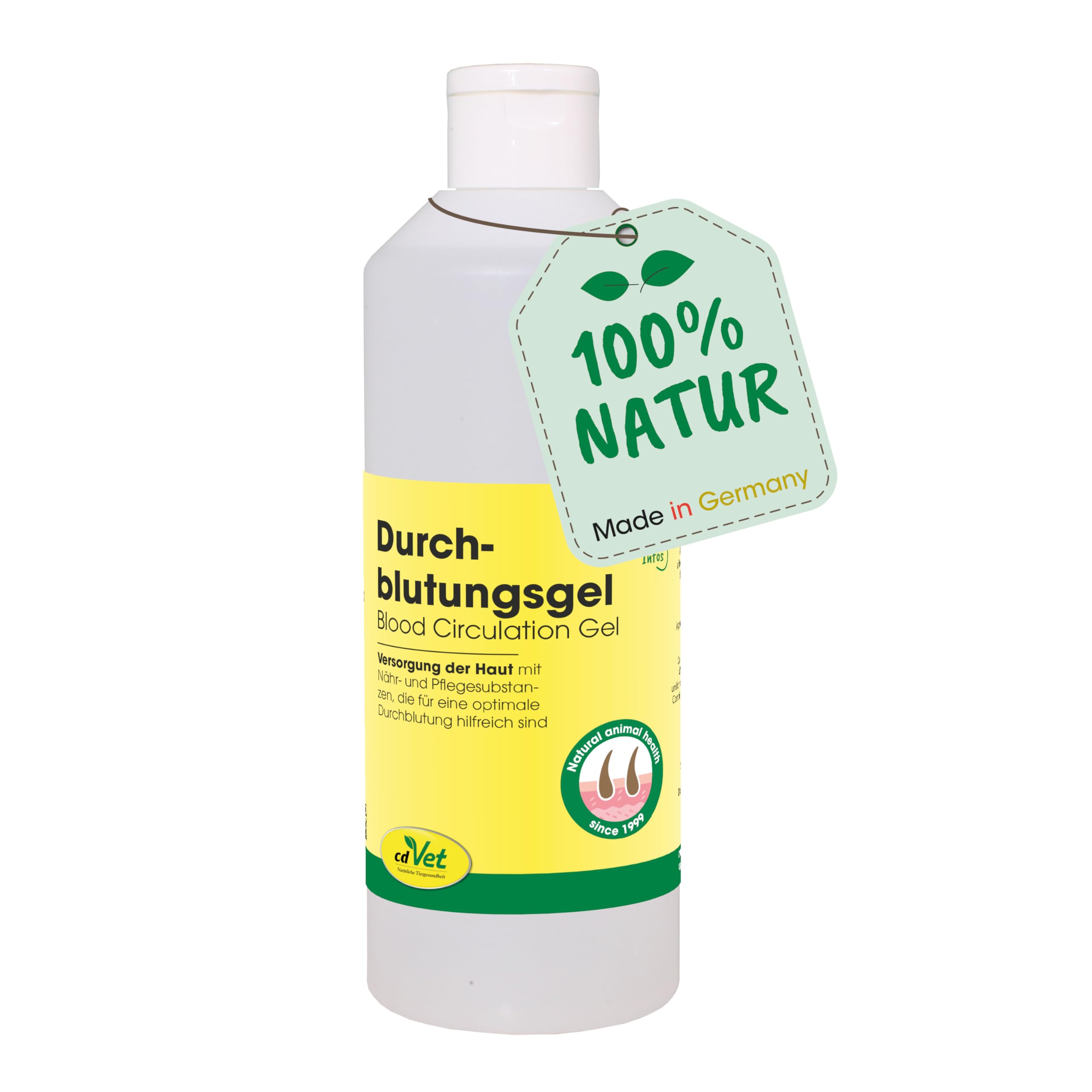 cdVet Naturprodukte Durchblutungsgel 500 g - Dogs - care product - supplies the skin - promotes optimal circulation - supplies with nutrients + care substances - nourishing + refreshing -